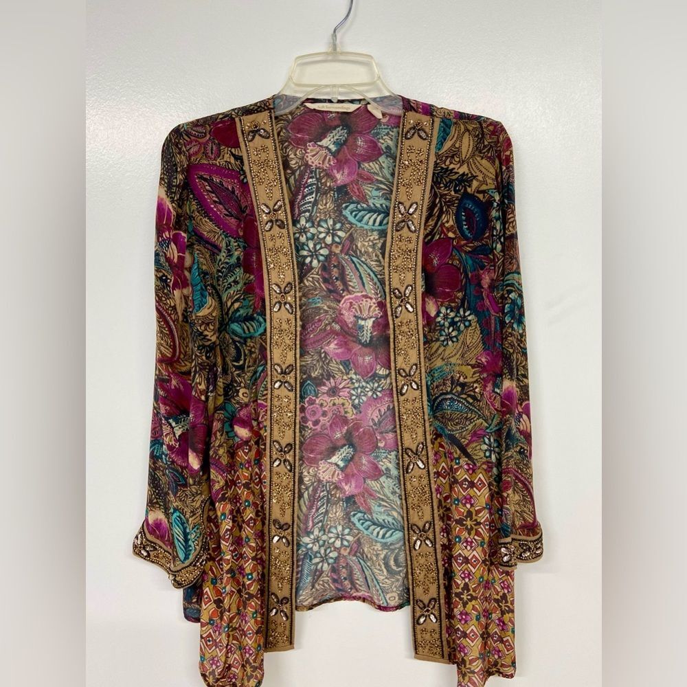 SOFT SURROUNDINGS Floral Multicolor Beaded Ambrosia Topper Size XS